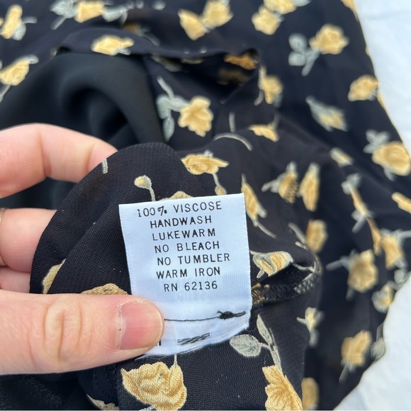 Vintage Guess Collection Black & Yellow Floral Midi Maxi Dress, Y2K Streetwear - Picture 8 of 13